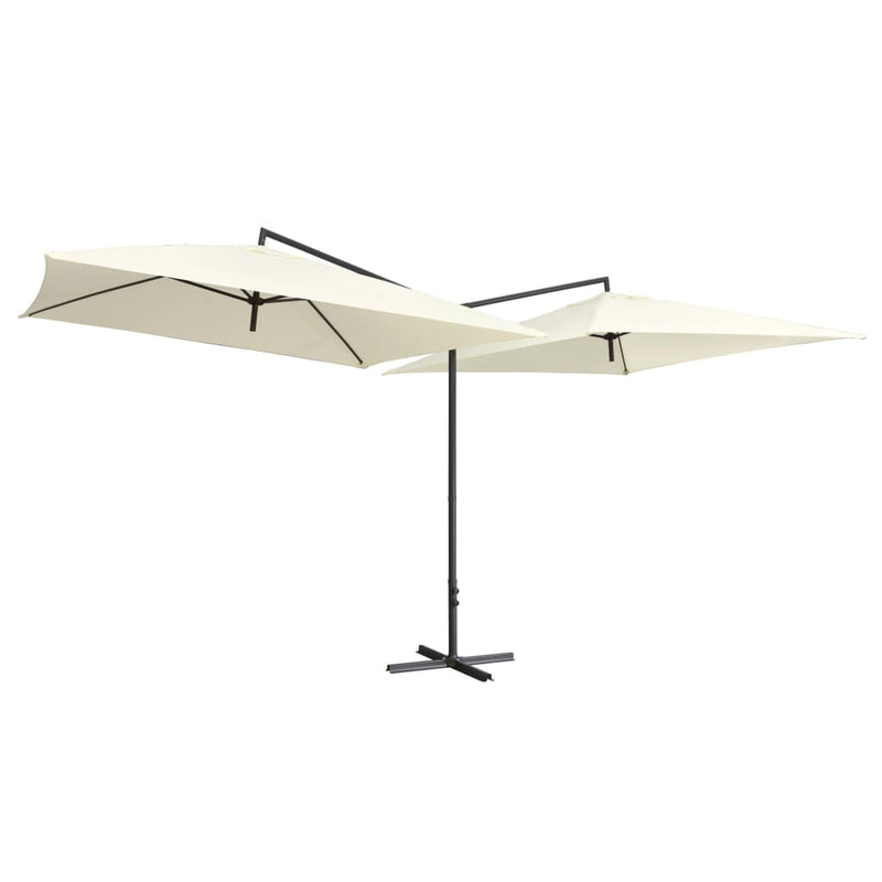 Afbeelding laden in galerijviewer, VidaXL Parasol dubbel met stalen paal 250x250 cm zandwit
