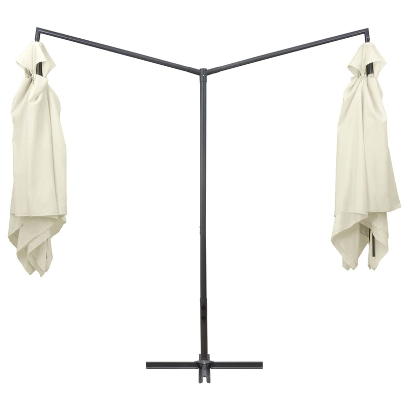 Afbeelding laden in galerijviewer, VidaXL Parasol dubbel met stalen paal 250x250 cm zandwit
