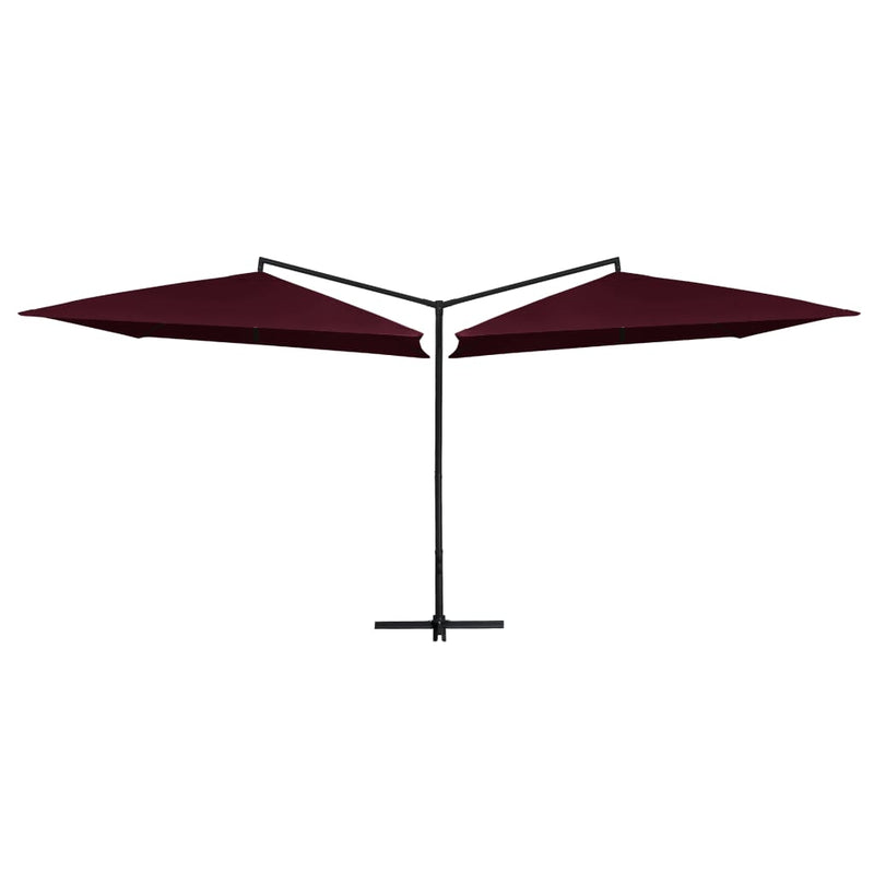 Afbeelding laden in galerijviewer, Vidaxl parasol dubbel met stalen paal 250x250 cm bordeauxrood
