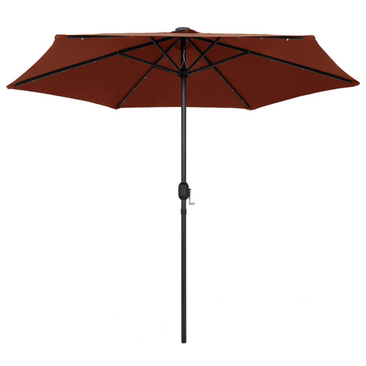 VidaXL Parasol met LED-verlichting en aluminium paal 270 cm terracotta