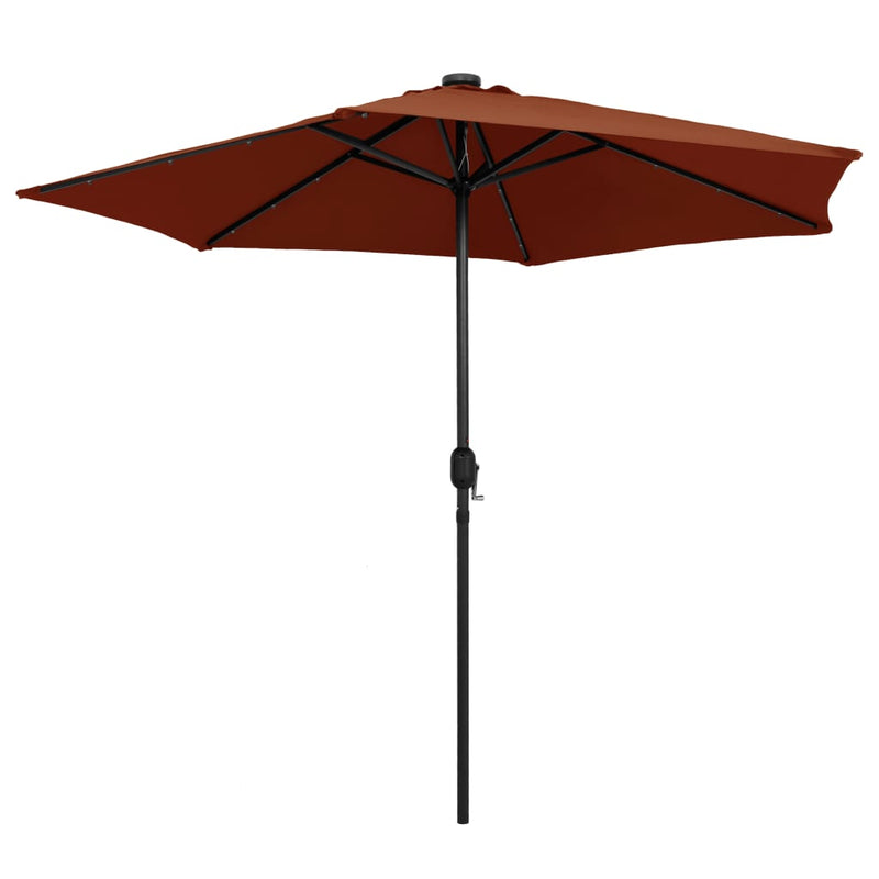Afbeelding laden in galerijviewer, VidaXL Parasol met LED-verlichting en aluminium paal 270 cm terracotta
