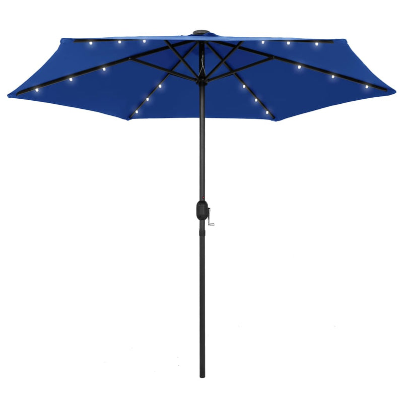 Afbeelding laden in galerijviewer, Vidaxl parasol met led-verlichting en aluminium paal 270 cm azuurblauw

