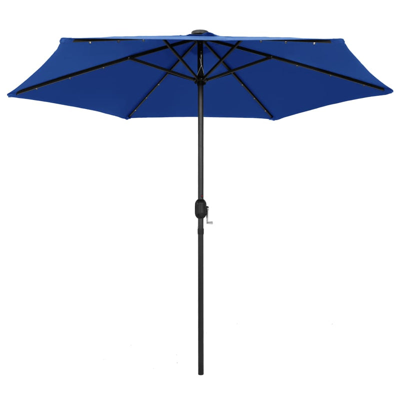 Afbeelding laden in galerijviewer, Vidaxl parasol met led-verlichting en aluminium paal 270 cm azuurblauw
