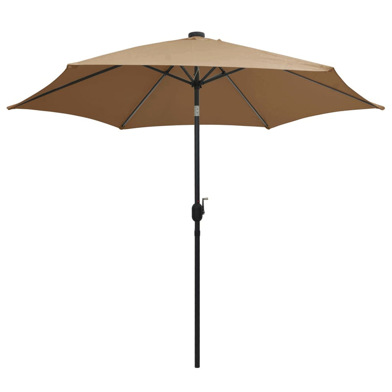 Afbeelding laden in galerijviewer, Vidaxl parasol met led-verlichting en aluminium paal 300 cm taupe

