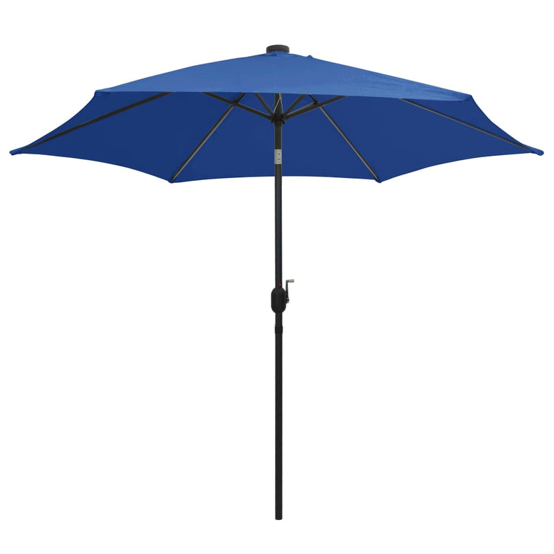 Afbeelding laden in galerijviewer, Vidaxl parasol met led-verlichting en aluminium paal 300 cm azuurblauw
