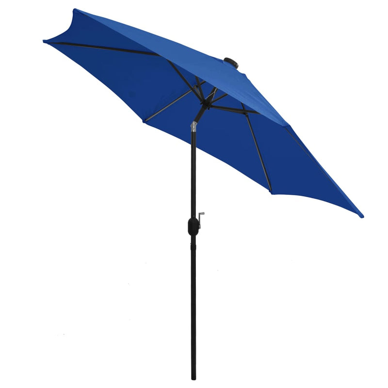 Afbeelding laden in galerijviewer, Vidaxl parasol met led-verlichting en aluminium paal 300 cm azuurblauw
