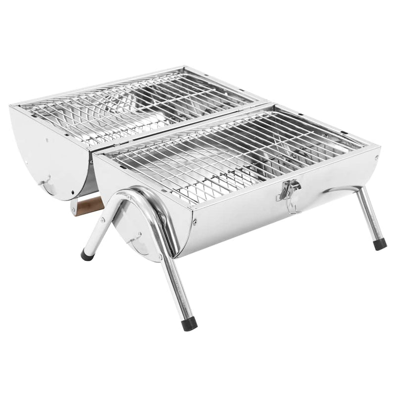 Afbeelding laden in galerijviewer, Vidaxl tafelbarbecue houtskool dubbele roosters roestvrij staal
