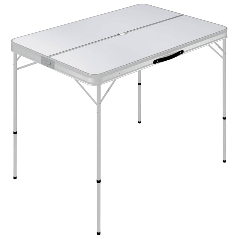 Afbeelding laden in galerijviewer, Vidaxl campingtafel inklapbaar met 2 banken aluminium wit
