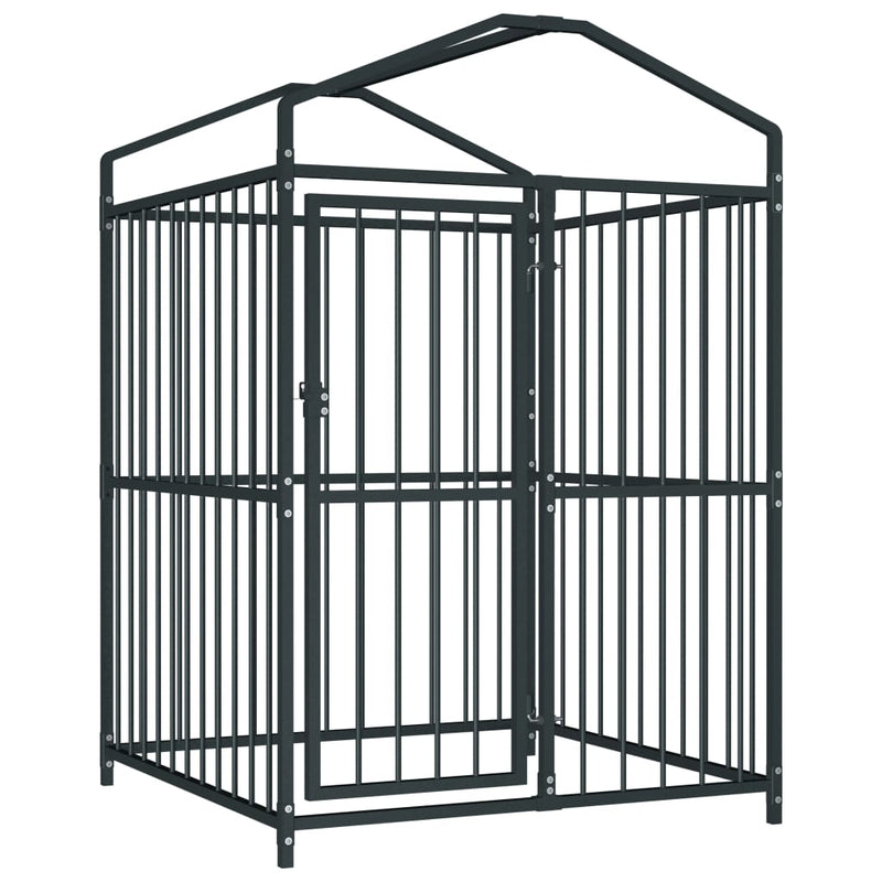 Afbeelding laden in galerijviewer, VidaXL Hondenkennel voor buiten met dak 120x120x150 cm
