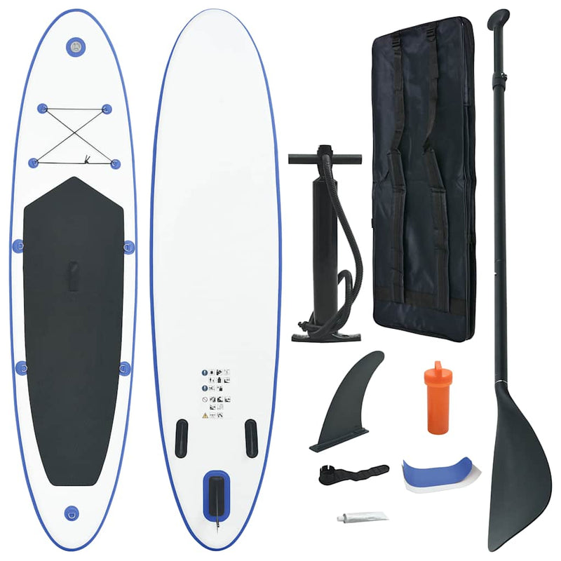 Afbeelding laden in galerijviewer, Vidaxl stand up paddleboardset opblaasbaar blauw en wit
