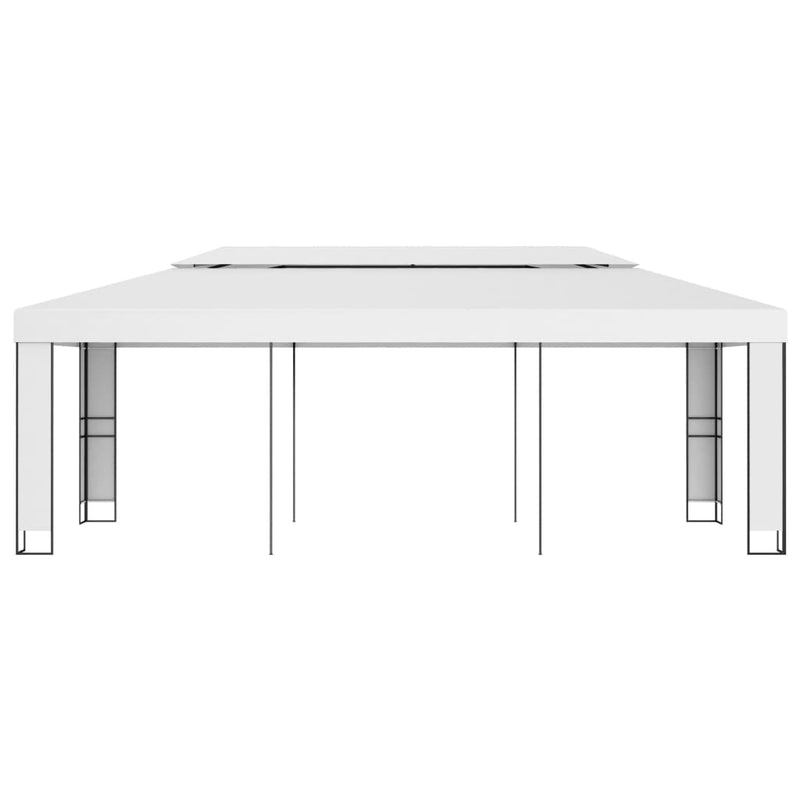 Afbeelding laden in galerijviewer, VidaXL Prieel met dubbel dak 3x6 m wit
