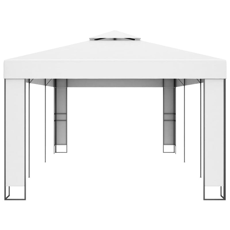 Afbeelding laden in galerijviewer, VidaXL Prieel met dubbel dak 3x6 m wit
