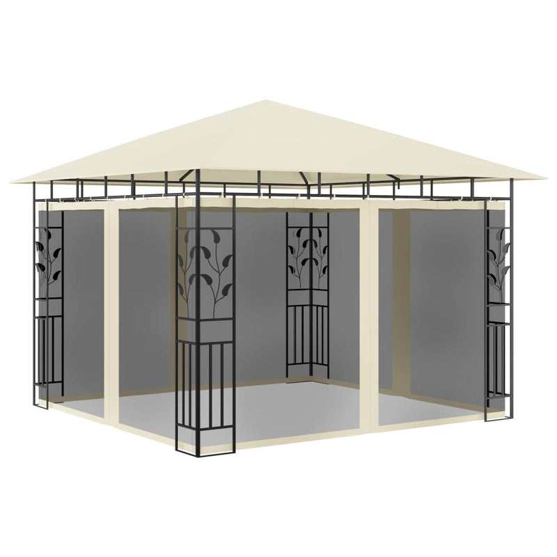 Afbeelding laden in galerijviewer, VidaXL Prieel met klamboe 180 g m² 3x3x2,73 m crème
