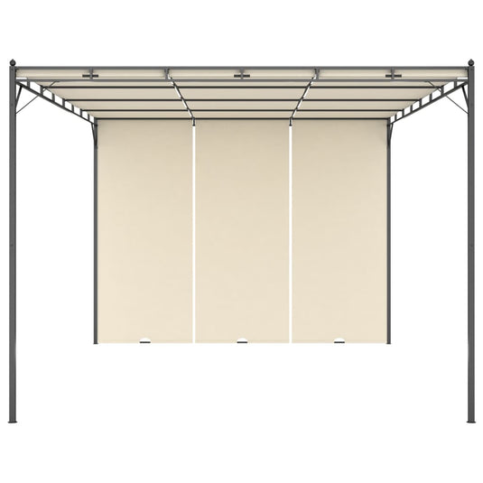 VidaXL Tuinprieel met zijgordijn 4x3x2,25 m crème
