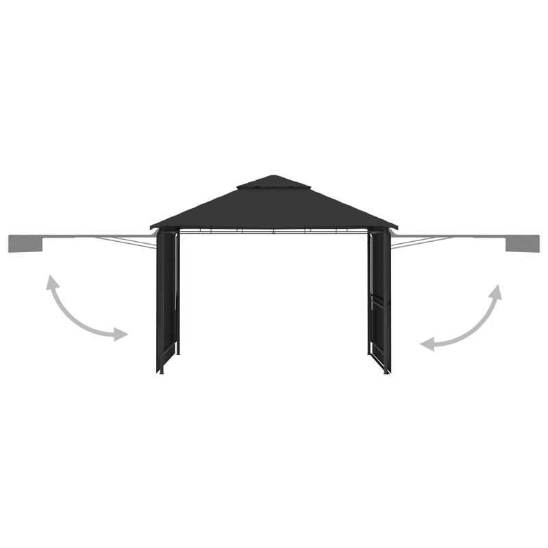 Afbeelding laden in galerijviewer, VidaXL Prieel met uitschuifbare daken 180 g m² 3x3x2,75 m antraciet
