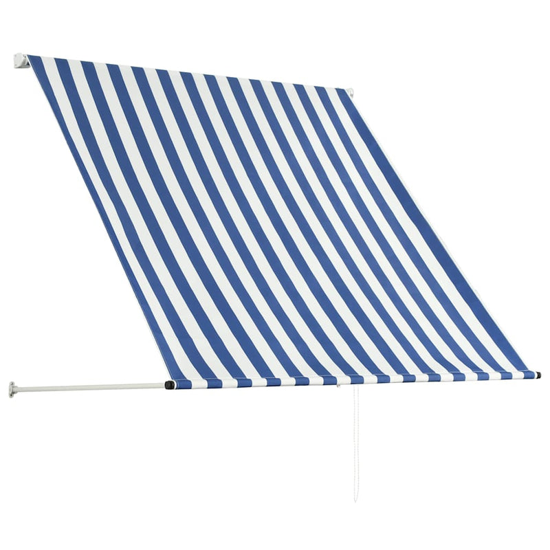 Afbeelding laden in galerijviewer, Vidaxl luifel uittrekbaar 100x150 cm blauw en wit

