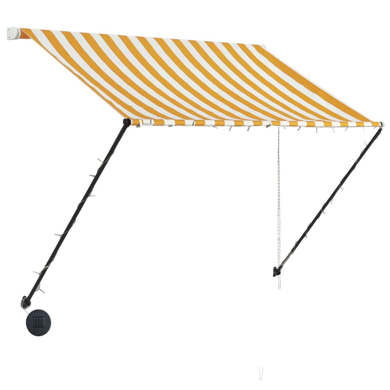 Afbeelding laden in galerijviewer, VidaXL Luifel uittrekbaar met LED 200x150 cm geel en wit
