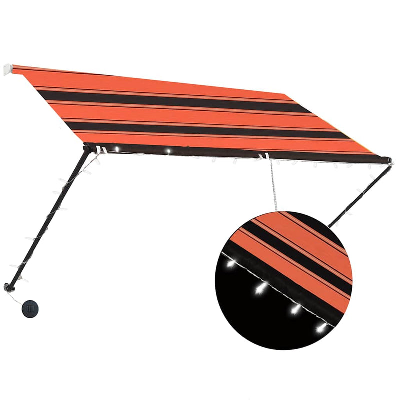 Afbeelding laden in galerijviewer, Vidaxl luifel uittrekbaar met led 250x150 cm oranje en bruin
