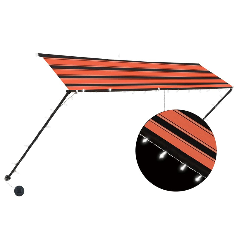 Afbeelding laden in galerijviewer, Vidaxl luifel uittrekbaar met led 300x150 cm oranje en bruin
