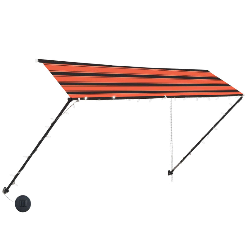 Afbeelding laden in galerijviewer, Vidaxl luifel uittrekbaar met led 300x150 cm oranje en bruin
