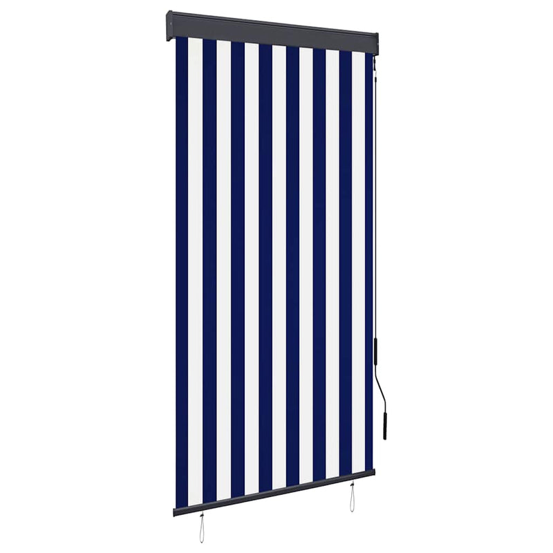 Afbeelding laden in galerijviewer, Vidaxl rolgordijn voor buiten 80x250 cm blauw en wit
