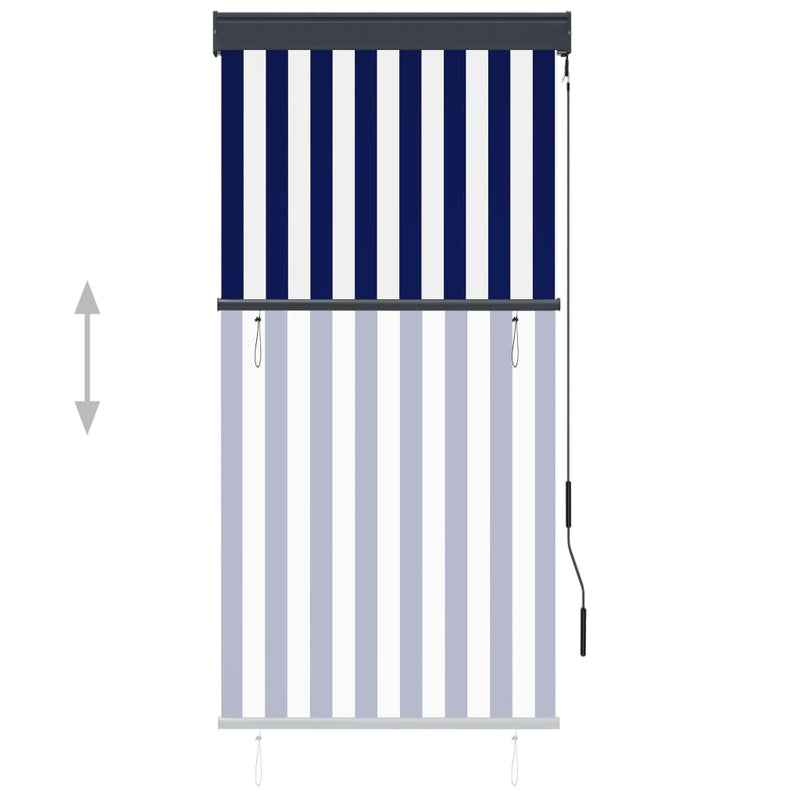 Afbeelding laden in galerijviewer, Vidaxl rolgordijn voor buiten 80x250 cm blauw en wit
