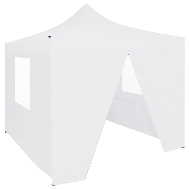 Afbeelding laden in galerijviewer, Vidaxl partytent met 4 zijwanden inklapbaar 3x3 m staal wit
