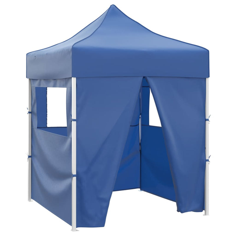 Afbeelding laden in galerijviewer, Vidaxl partytent met 4 zijwanden inklapbaar 2x2 m staal blauw
