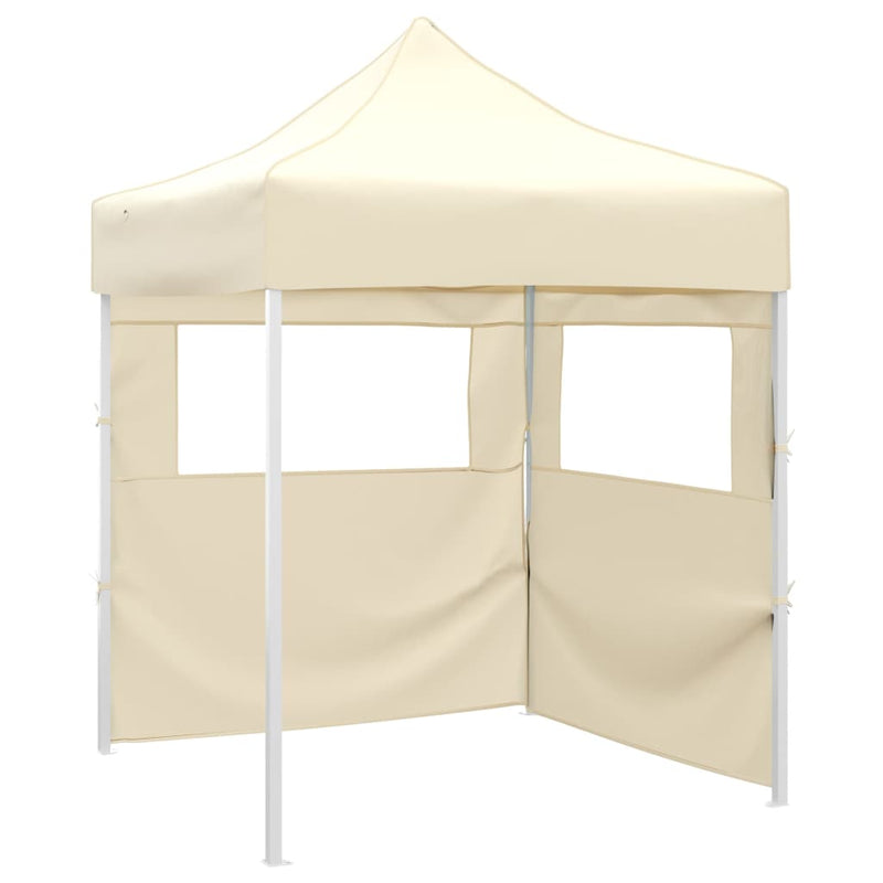Afbeelding laden in galerijviewer, Vidaxl partytent met 2 zijwanden inklapbaar 2x2 m staal crème
