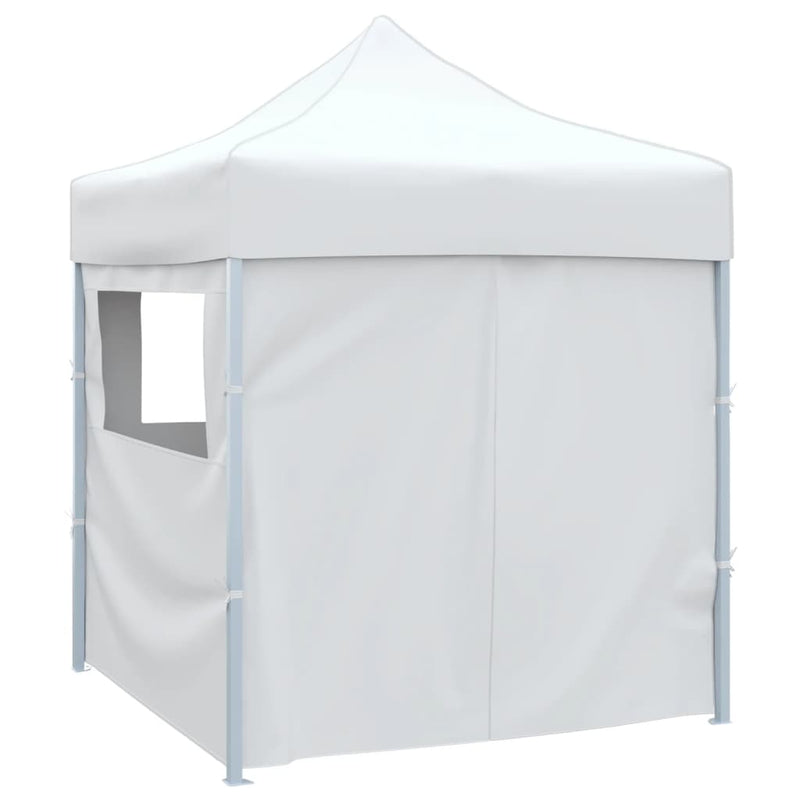 Afbeelding laden in galerijviewer, Vidaxl partytent met 4 zijwanden inklapbaar 2x2 m staal wit
