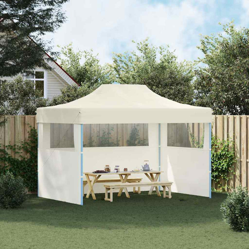 Afbeelding laden in galerijviewer, Vidaxl partytent met 3 zijwanden inklapbaar 3x4 m staal crème
