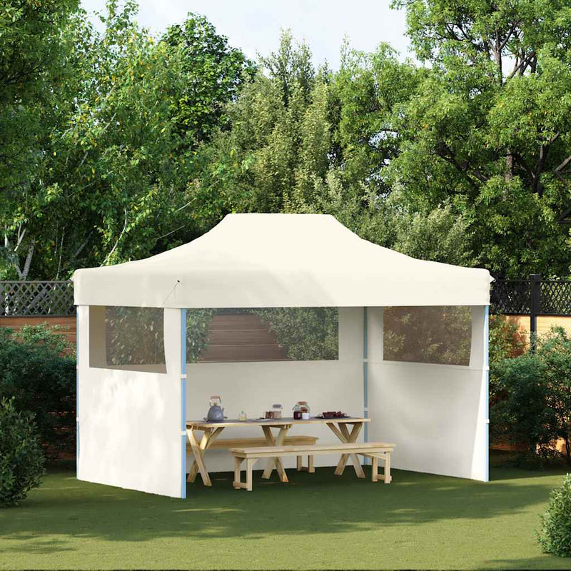 Afbeelding laden in galerijviewer, Vidaxl partytent met 3 zijwanden inklapbaar 3x4 m staal crème
