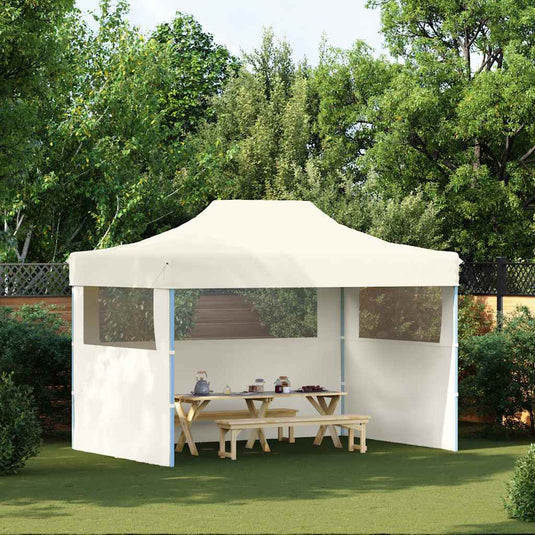 Vidaxl partytent met 3 zijwanden inklapbaar 3x4 m staal crème
