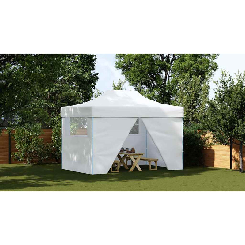 Afbeelding laden in galerijviewer, Vidaxl partytent met 4 zijwanden inklapbaar 280x410x315 cm staal wit
