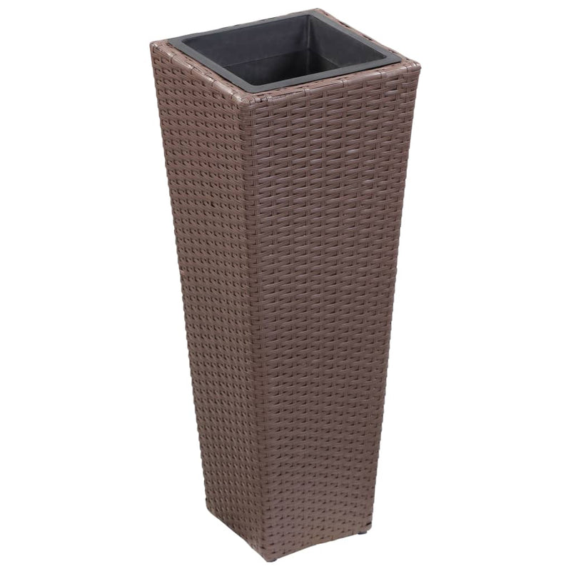 Afbeelding laden in galerijviewer, VidaXL Plantenbak verhoogd 30x30x80 cm poly rattan bruin
