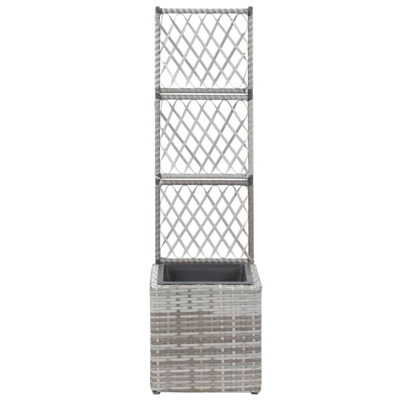 Afbeelding laden in galerijviewer, Vidaxl latwerkplantenbak verhoogd met 1 pot 30x30x107 cm rattan grijs
