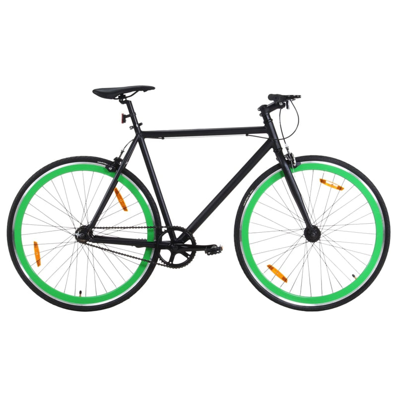 Afbeelding laden in galerijviewer, Vidaxl fiets met vaste versnelling 700 c 59 cm zwart en groen
