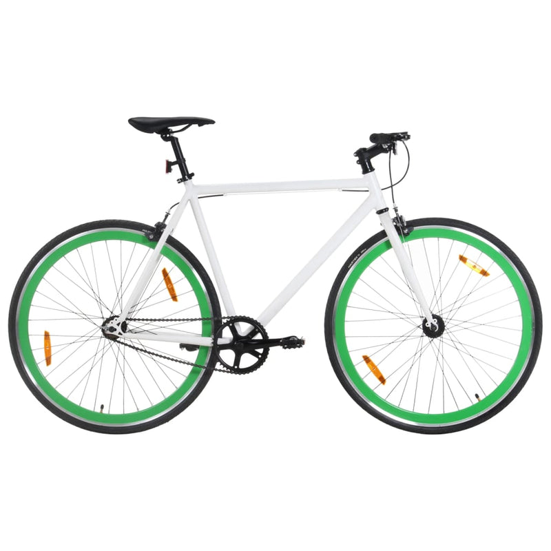 Afbeelding laden in galerijviewer, Vidaxl fiets met vaste versnelling 700 c 55 cm wit en groen
