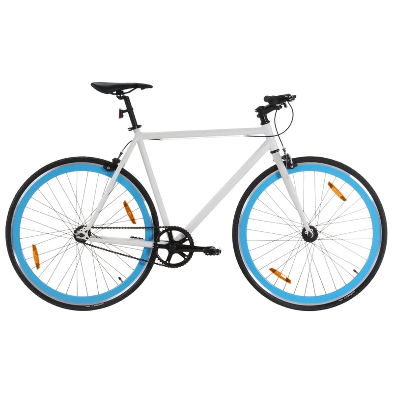 Afbeelding laden in galerijviewer, Vidaxl fiets met vaste versnelling 700 c 59 cm wit en blauw
