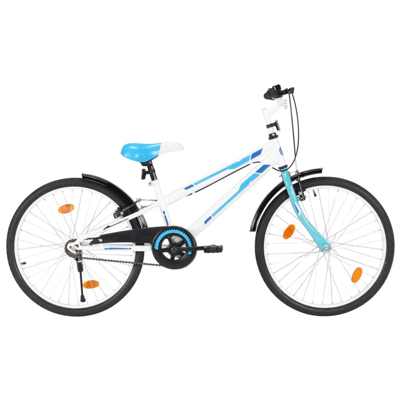 Afbeelding laden in galerijviewer, VidaXL Kinderfiets 24 inch blauw en wit

