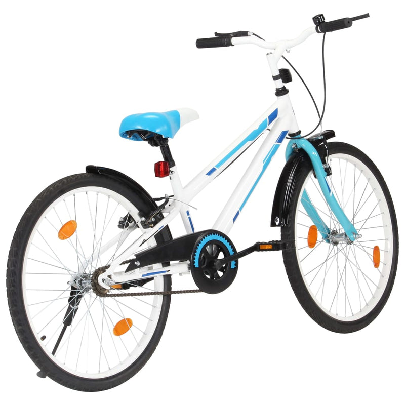 Afbeelding laden in galerijviewer, VidaXL Kinderfiets 24 inch blauw en wit
