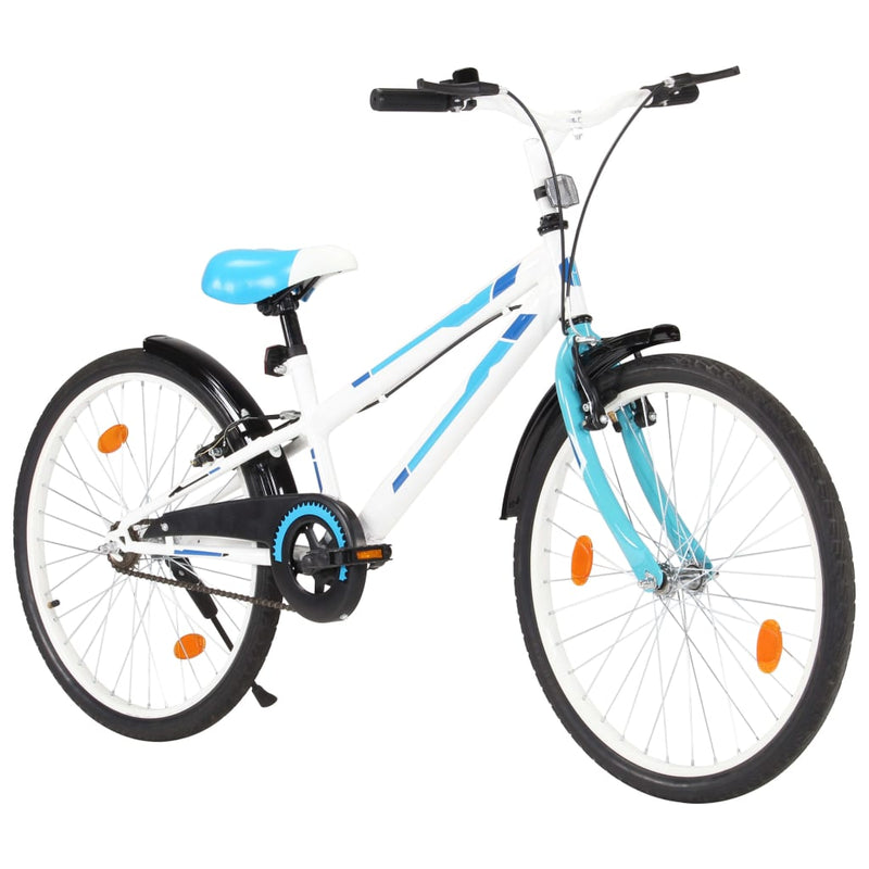 Afbeelding laden in galerijviewer, VidaXL Kinderfiets 24 inch blauw en wit
