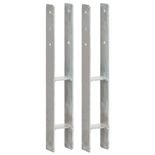 Vidaxl grondankers 2 st 8x6x60 cm gegalvaniseerd staal zilverkleurig