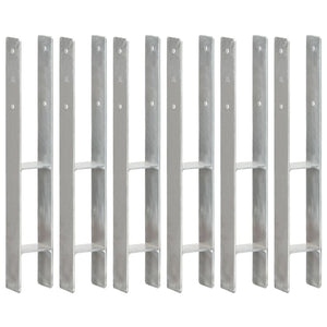 Vidaxl grondankers 6 st 8x6x60 cm gegalvaniseerd staal zilverkleurig