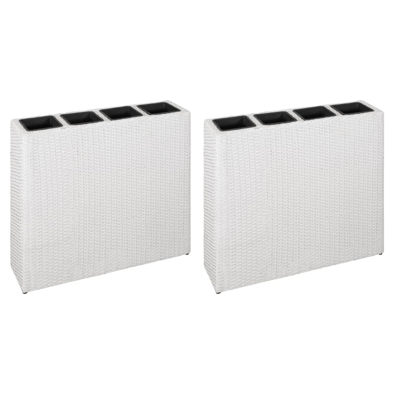 Afbeelding laden in galerijviewer, VidaXL Plantenbak verhoogd met 4 potten 2 st poly rattan wit
