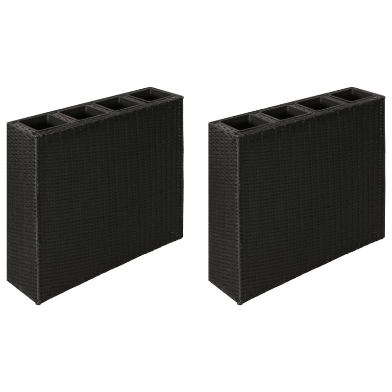 Afbeelding laden in galerijviewer, VidaXL Plantenbak verhoogd met 4 potten 2 st poly rattan zwart
