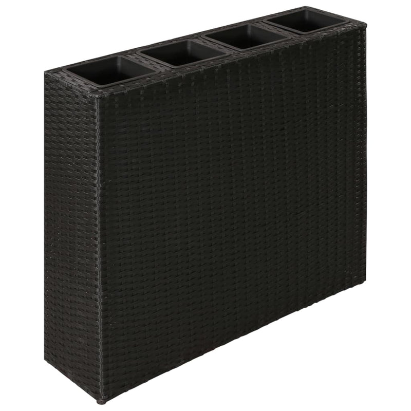 Afbeelding laden in galerijviewer, VidaXL Plantenbak verhoogd met 4 potten 2 st poly rattan zwart
