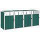 VidaXL Afvalbakberging vierdubbel 286x81x121 cm staal groen