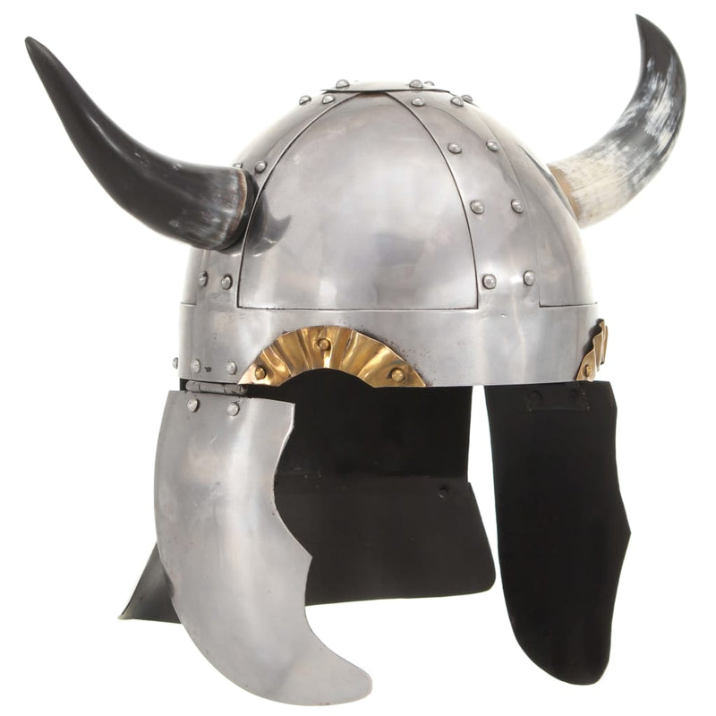 Afbeelding laden in galerijviewer, Vidaxl vikinghelm fantasie larp staal zilverkleurig
