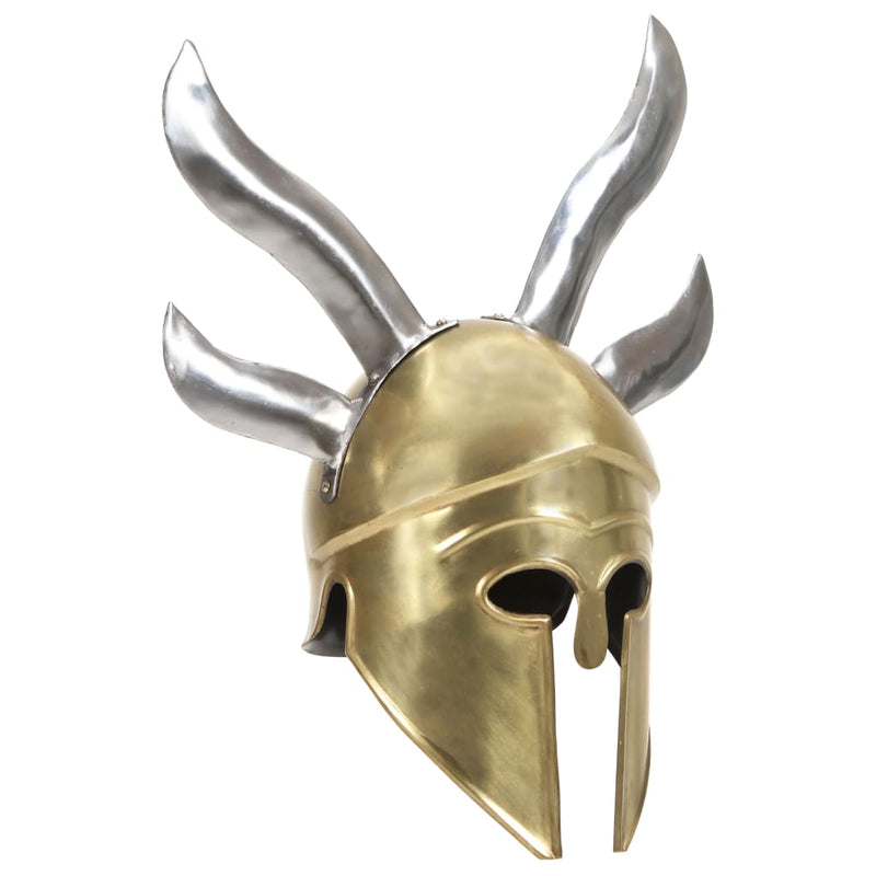 Afbeelding laden in galerijviewer, Vidaxl soldatenhelm grieks replica larp staal messingkleurig
